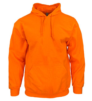 RGRiley | Gildan Mens Safety Orange Pullover Hoodies | Irregular