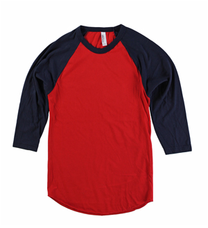 RGRiley | American Apparel Mens Red/Navy 3/4 Sleeve Baseball T's | Irregular