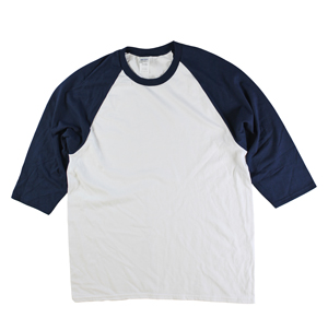 RGRiley | Gildan Mens White/Navy 3/4 Sleeve Baseball T-Shirts | Irregular