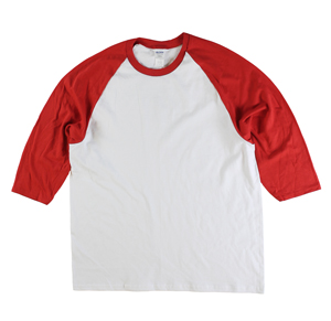 RGRiley | Gildan Mens White/Red 3/4 Sleeve Baseball T-Shirts | Irregular