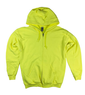 RGRiley | Gildan Mens Safety Green Zipper Hoodies | Irregular