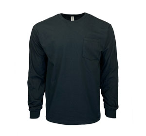 RGRiley | Gildan Mens Black Pocket Long Sleeve T-Shirts | Irregular