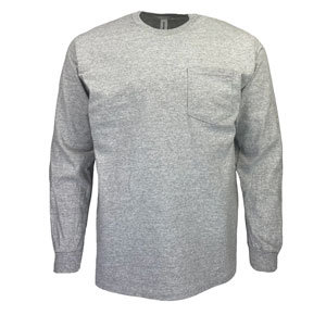 RGRiley | Gildan Mens Grey Pocket Long Sleeve T-Shirts | Irregular