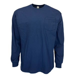 RGRiley | Gildan Mens Navy Pocket Long Sleeve T-Shirts | Irregular