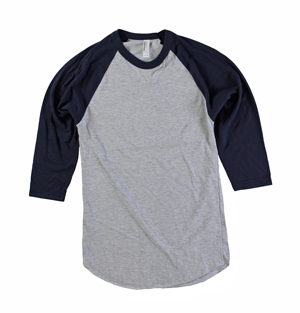 RGRiley | American Apparel Mens Heather Grey/Navy 3/4 Sleeve T's | Irregular