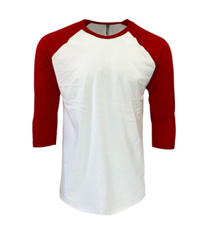 RGRiley | American Apparel Mens Red 3/4 Sleeve Baseball T-Shirts | Irregular