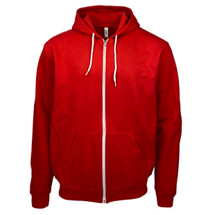 RGRiley | American Apparel Mens Red Fleece Zipper Hoodies | Irregular