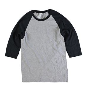 RGRiley | Gildan Mens Grey/Black 3/4 Sleeve Baseball T-Shirts | Irregular