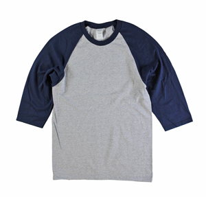 RGRiley | Gildan Mens Grey/Navy 3/4 Sleeve Baseball T-Shirts | Irregular