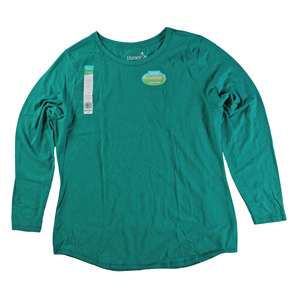 RGRiley | Hanes Womens Perfect Emerald Tri Blend Long Sleeve T-Shirts | Closeout