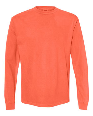 RGRiley | Comfort Color Neon Red Orange Long Sleeve T-Shirts | Mill Graded